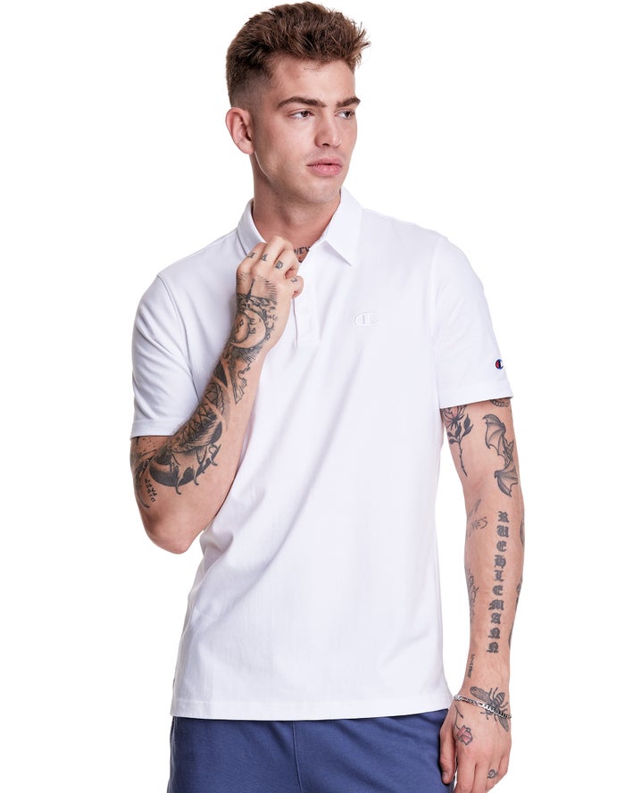 Champion Herre T-Shirts Hvide - Jersey Polo - Danmark YUR-748025